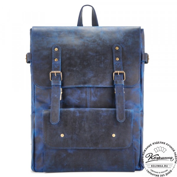 Кожаный рюкзак "Индиго" (электрик крейзи). фото 1